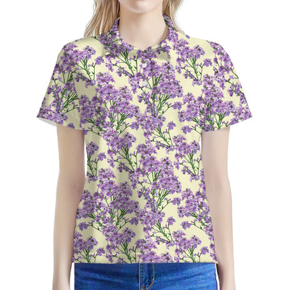 Watercolor Lavender Pattern Print Women's Polo Shirt