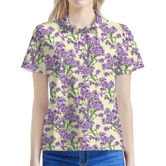 Watercolor Lavender Pattern Print Women's Polo Shirt