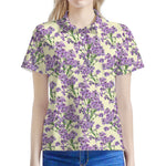 Watercolor Lavender Pattern Print Women's Polo Shirt