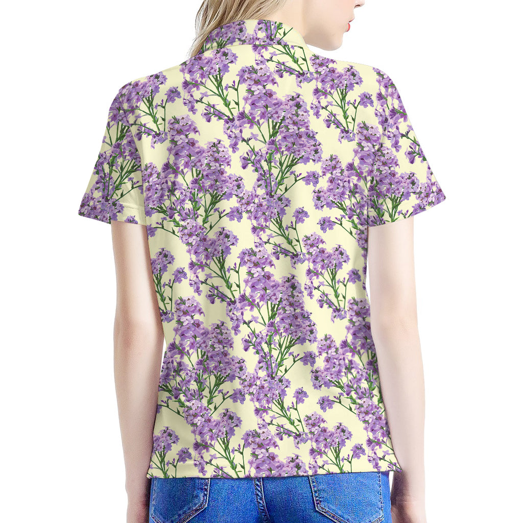 Watercolor Lavender Pattern Print Women's Polo Shirt