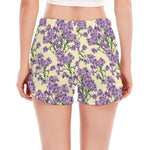 Watercolor Lavender Pattern Print Women's Split Running Shorts