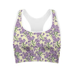 Watercolor Lavender Pattern Print Women's Sports Bra