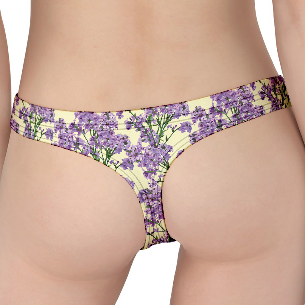 Watercolor Lavender Pattern Print Women's Thong