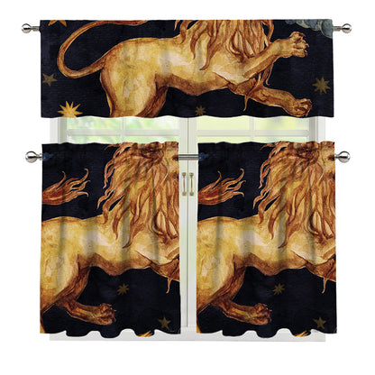 Watercolor Leo Zodiac Sign Print 3 Piece Kitchen Curtains