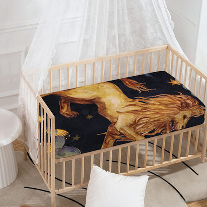 Watercolor Leo Zodiac Sign Print Baby Crib Sheet