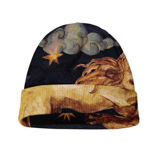 Watercolor Leo Zodiac Sign Print Beanie