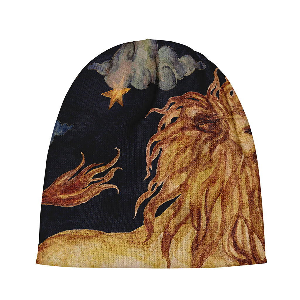 Watercolor Leo Zodiac Sign Print Beanie