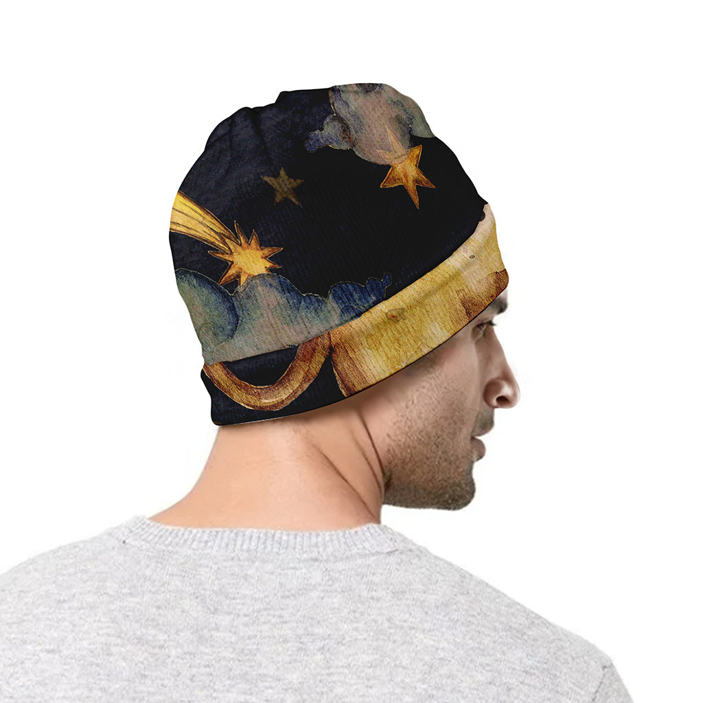 Watercolor Leo Zodiac Sign Print Beanie