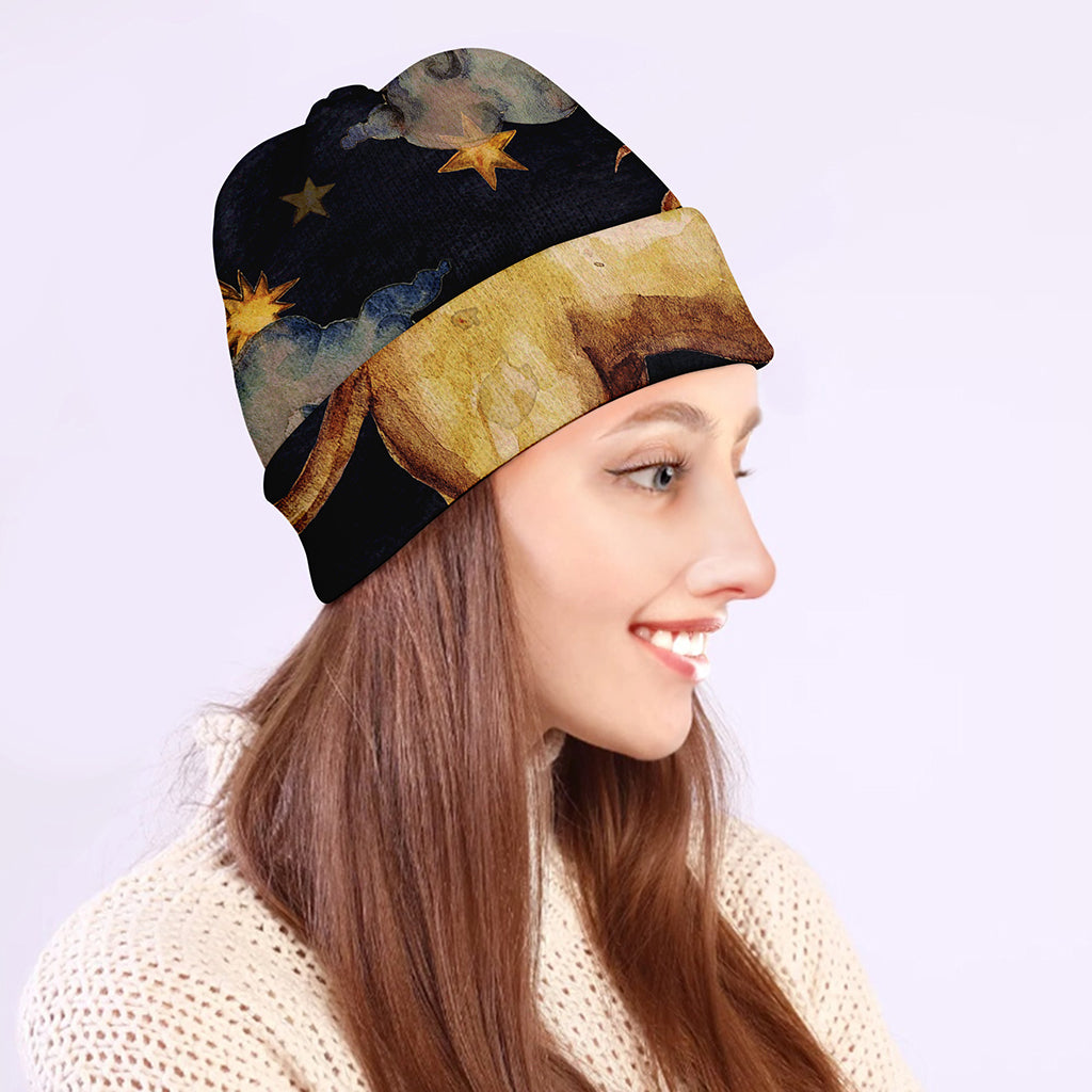 Watercolor Leo Zodiac Sign Print Beanie