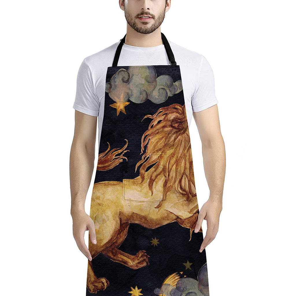 Watercolor Leo Zodiac Sign Print Bib Apron With Pocket