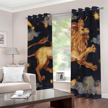 Watercolor Leo Zodiac Sign Print Blackout Grommet Curtains