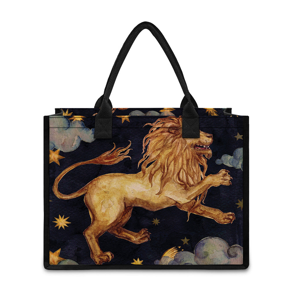 Watercolor Leo Zodiac Sign Print Canvas Tote Bag