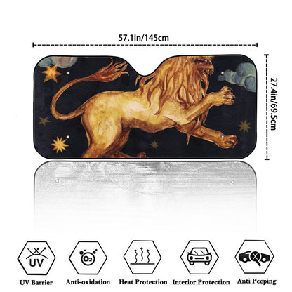 Watercolor Leo Zodiac Sign Print Car Windshield Sun Shade