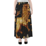 Watercolor Leo Zodiac Sign Print Chiffon Maxi Skirt