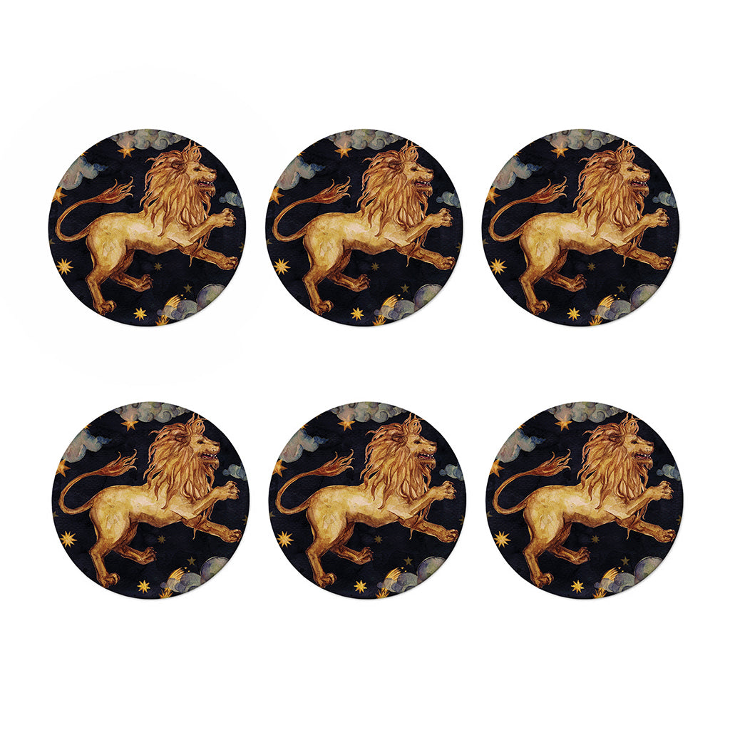 Watercolor Leo Zodiac Sign Print Coaster Set