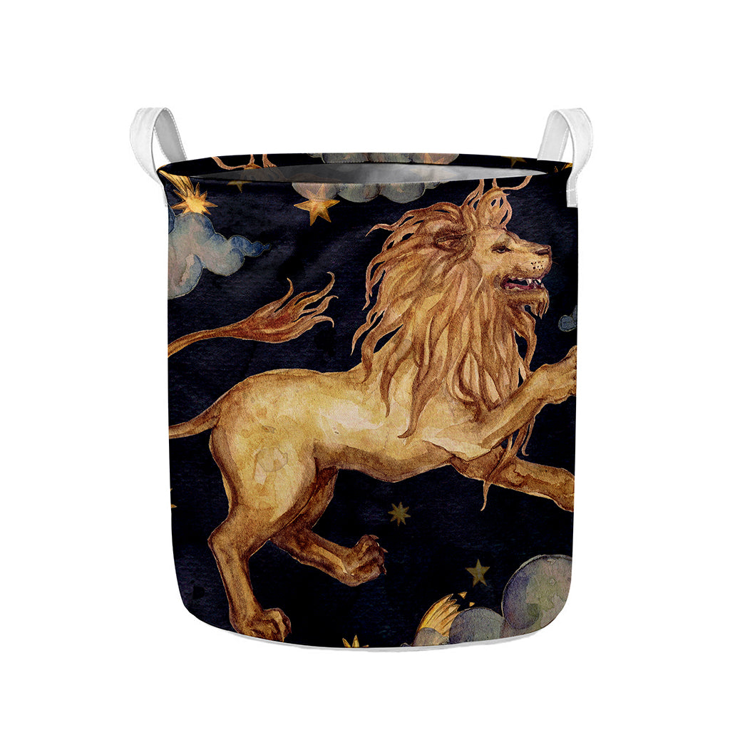 Watercolor Leo Zodiac Sign Print Collapsible Laundry Basket