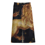 Watercolor Leo Zodiac Sign Print Cotton Front Slit Maxi Skirt