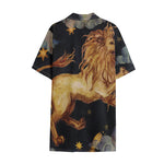 Watercolor Leo Zodiac Sign Print Cotton Hawaiian Shirt