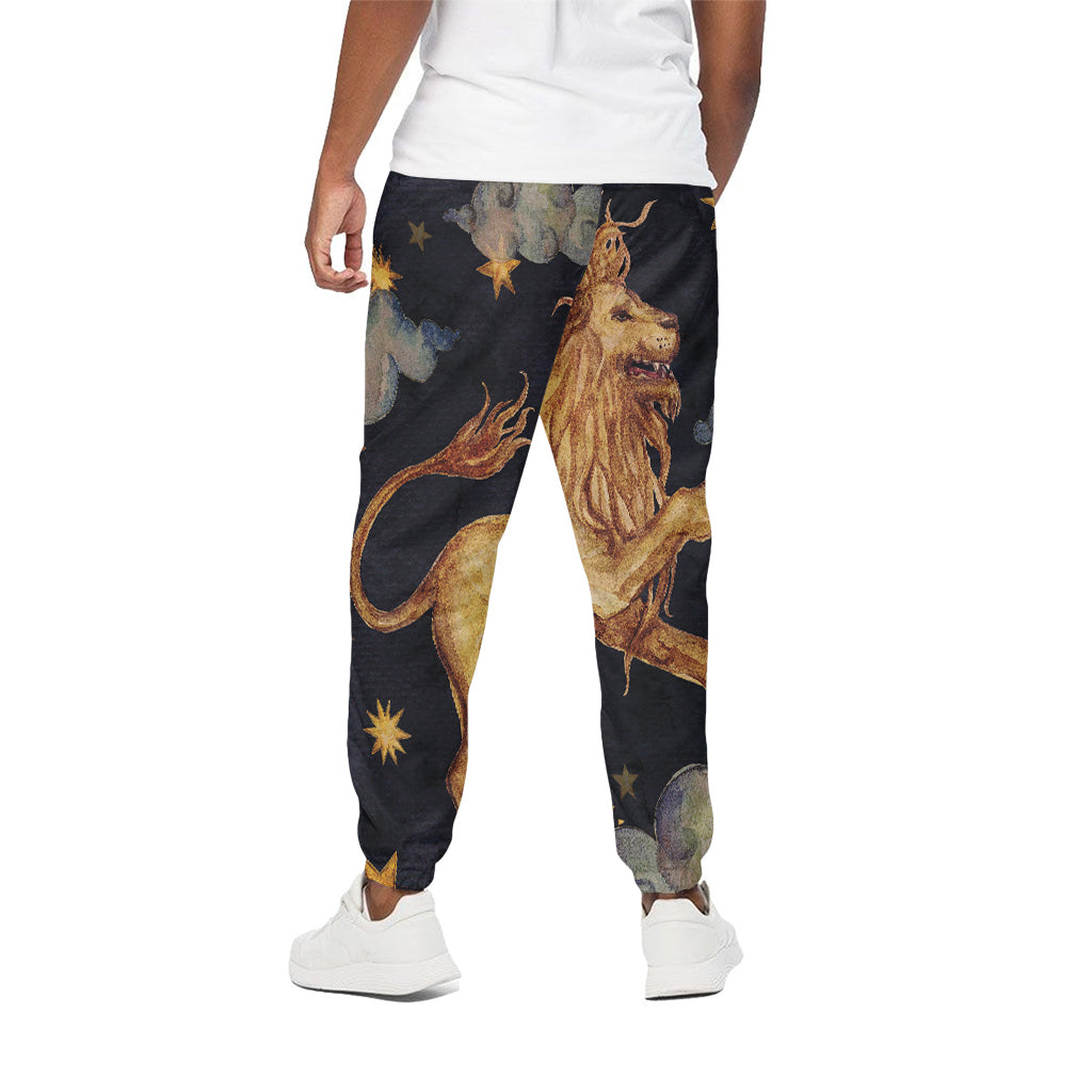 Watercolor Leo Zodiac Sign Print Cotton Pants