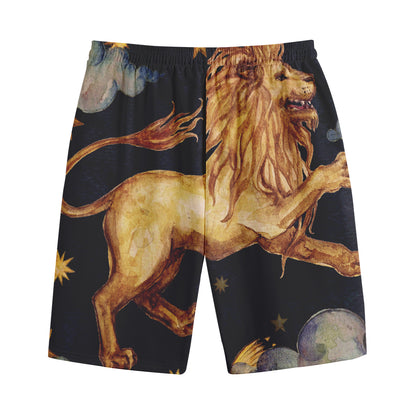 Watercolor Leo Zodiac Sign Print Cotton Shorts