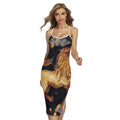 Watercolor Leo Zodiac Sign Print Cross Back Cami Dress