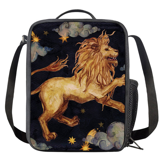 Watercolor Leo Zodiac Sign Print Crossbody Lunch Bag