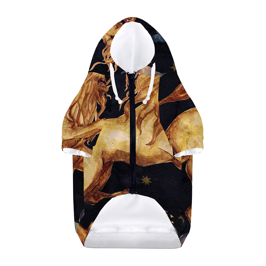 Watercolor Leo Zodiac Sign Print Dog Zip Up Hoodie