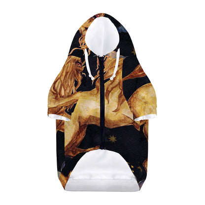Watercolor Leo Zodiac Sign Print Dog Zip Up Hoodie