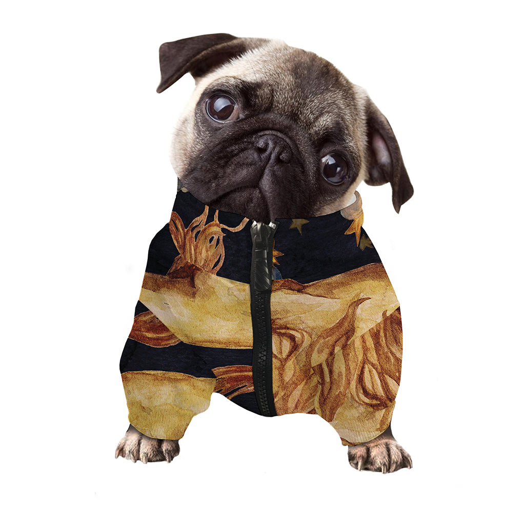 Watercolor Leo Zodiac Sign Print Dog Zip Up Jacket