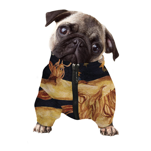 Watercolor Leo Zodiac Sign Print Dog Zip Up Jacket