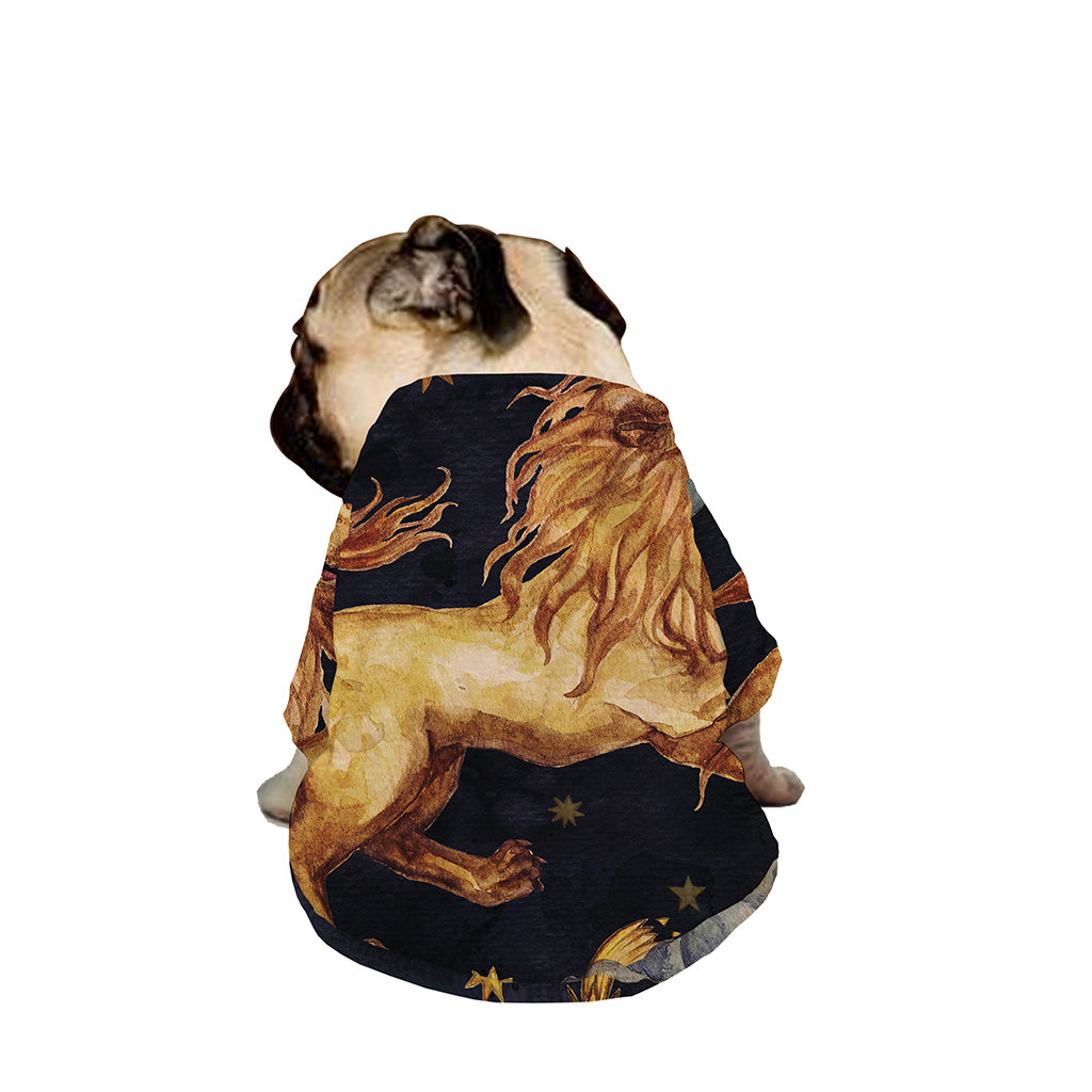 Watercolor Leo Zodiac Sign Print Dog Zip Up Jacket