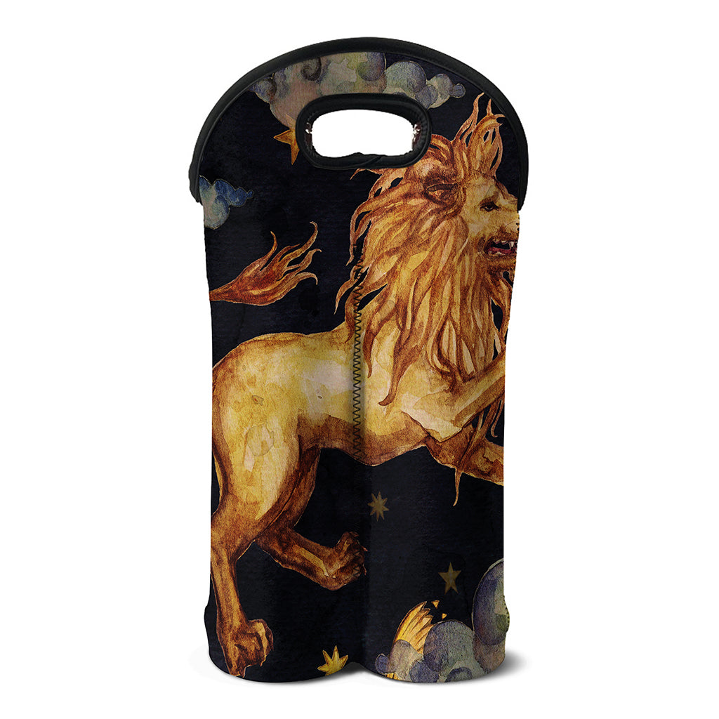 Watercolor Leo Zodiac Sign Print Double Neoprene Wine Tote