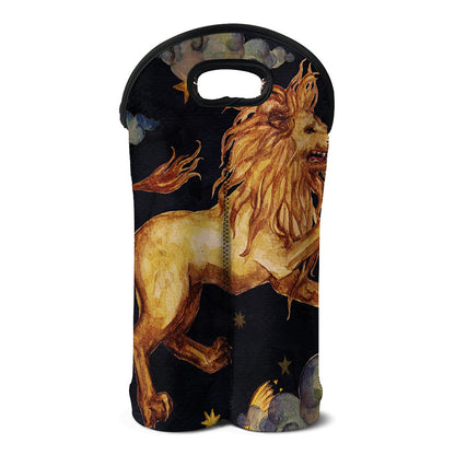Watercolor Leo Zodiac Sign Print Double Neoprene Wine Tote