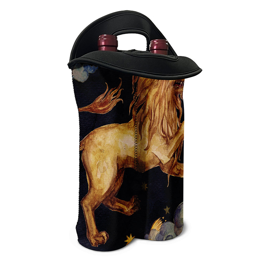 Watercolor Leo Zodiac Sign Print Double Neoprene Wine Tote