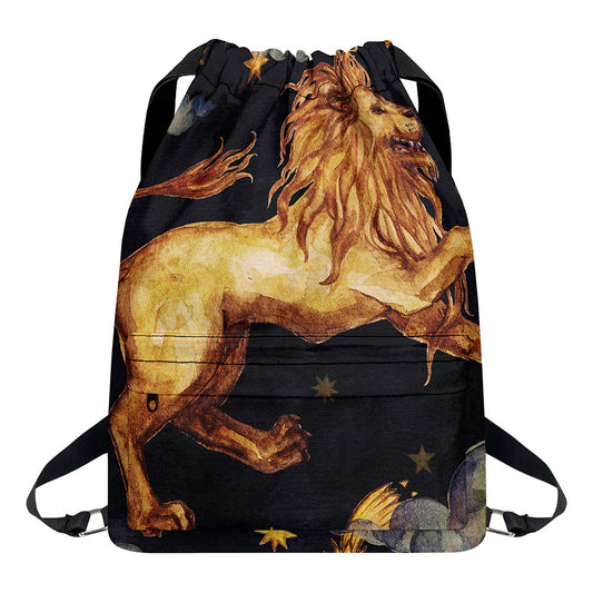 Watercolor Leo Zodiac Sign Print Drawstring Backpack