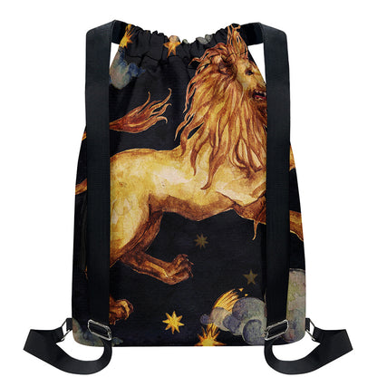 Watercolor Leo Zodiac Sign Print Drawstring Backpack