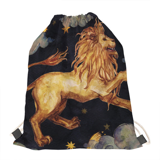 Watercolor Leo Zodiac Sign Print Drawstring Bag