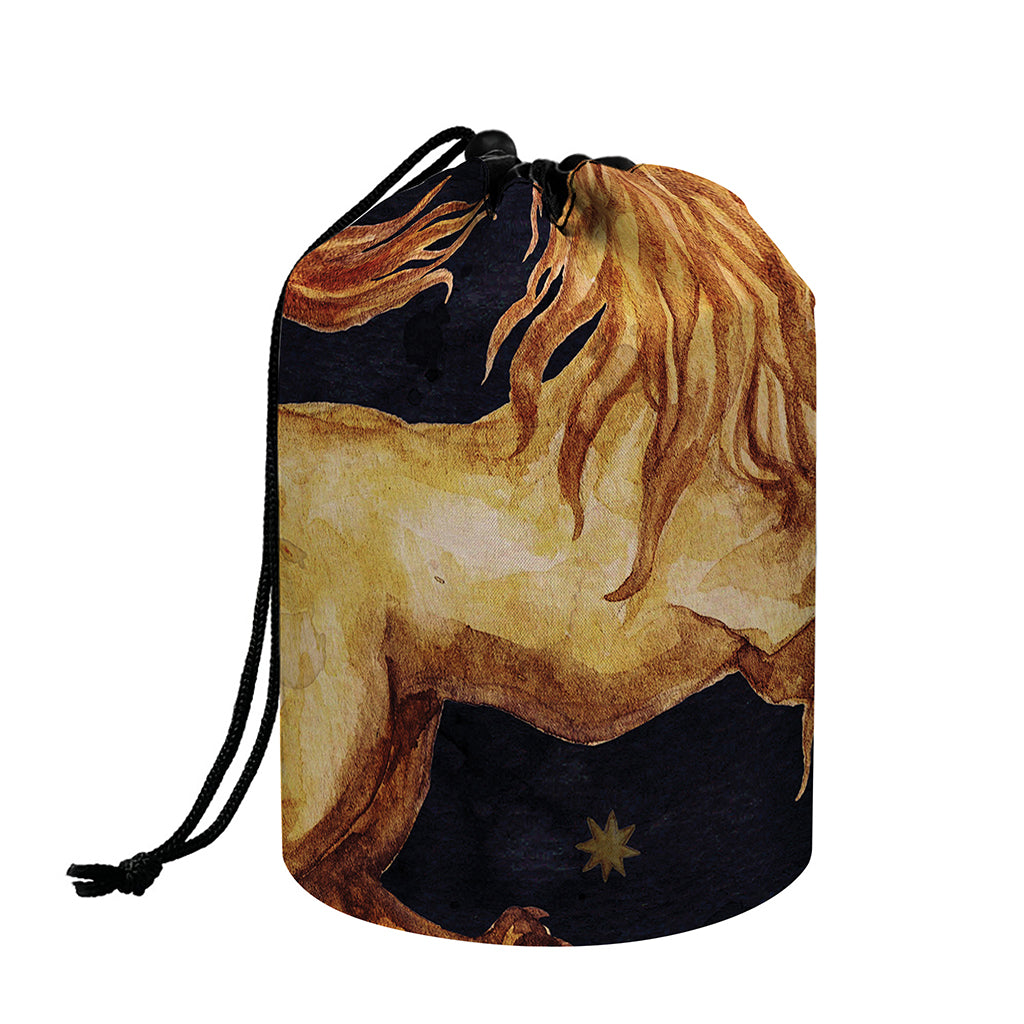 Watercolor Leo Zodiac Sign Print Drawstring Makeup Bag