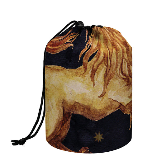 Watercolor Leo Zodiac Sign Print Drawstring Makeup Bag