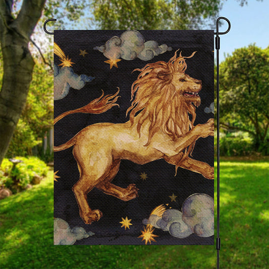 Watercolor Leo Zodiac Sign Print Garden Flag