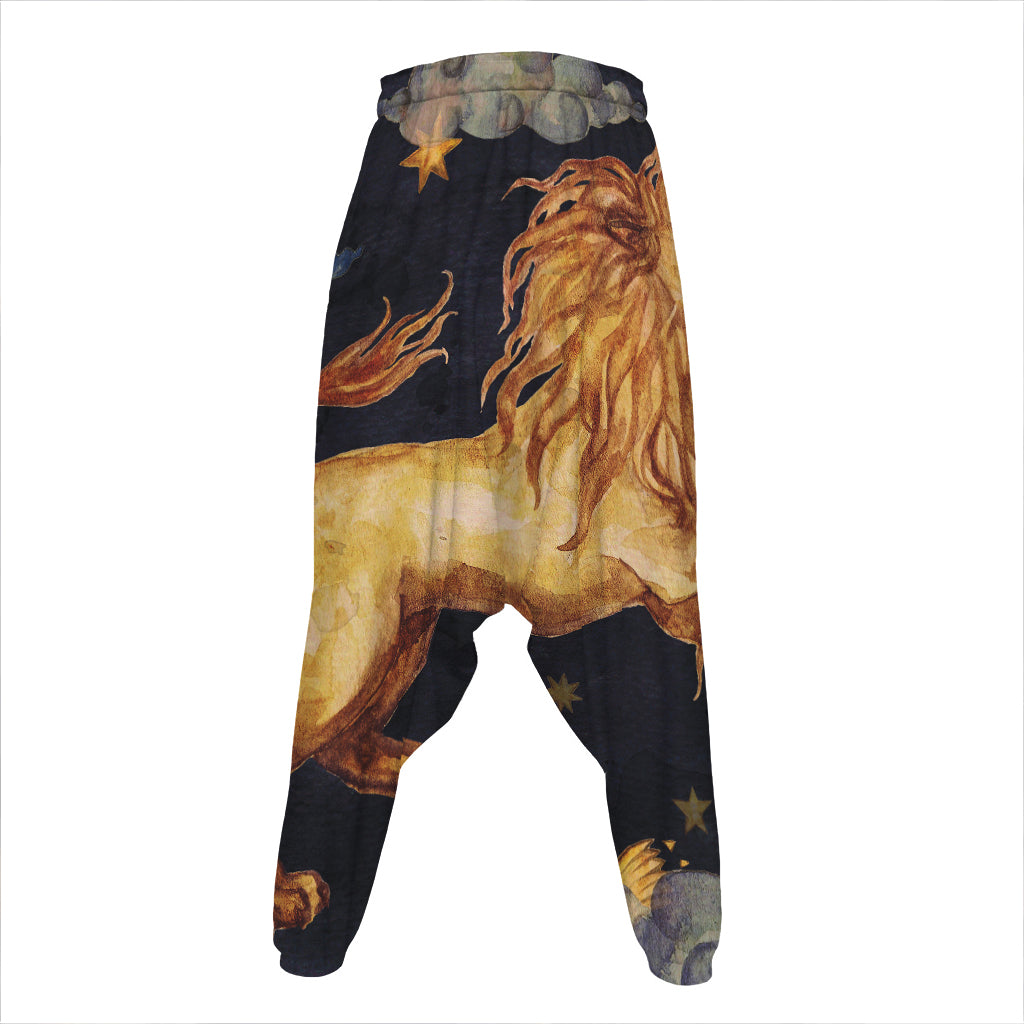 Watercolor Leo Zodiac Sign Print Hammer Pants