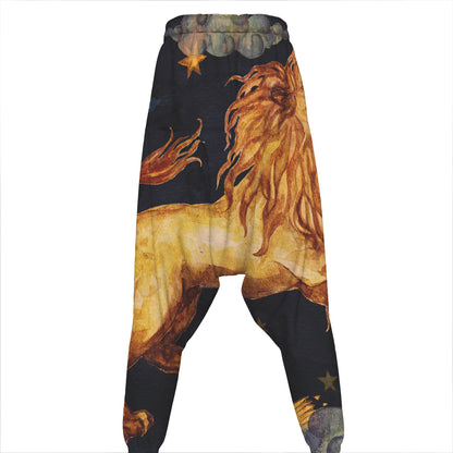 Watercolor Leo Zodiac Sign Print Hammer Pants