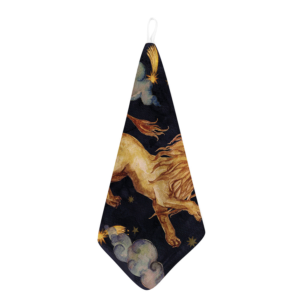 Watercolor Leo Zodiac Sign Print Hand Towel