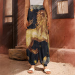 Watercolor Leo Zodiac Sign Print Harem Pants