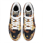 Watercolor Leo Zodiac Sign Print High Top Leather Sneakers