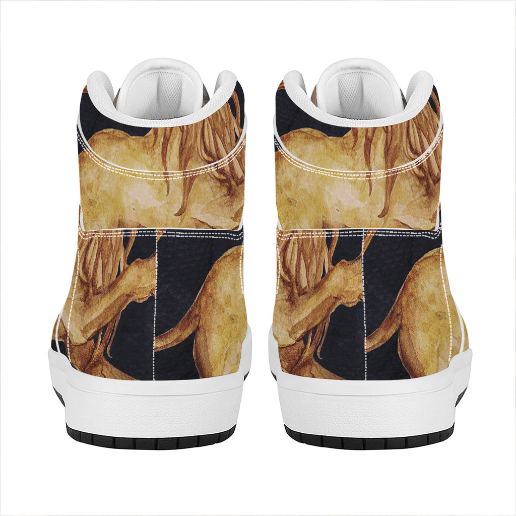 Watercolor Leo Zodiac Sign Print High Top Leather Sneakers