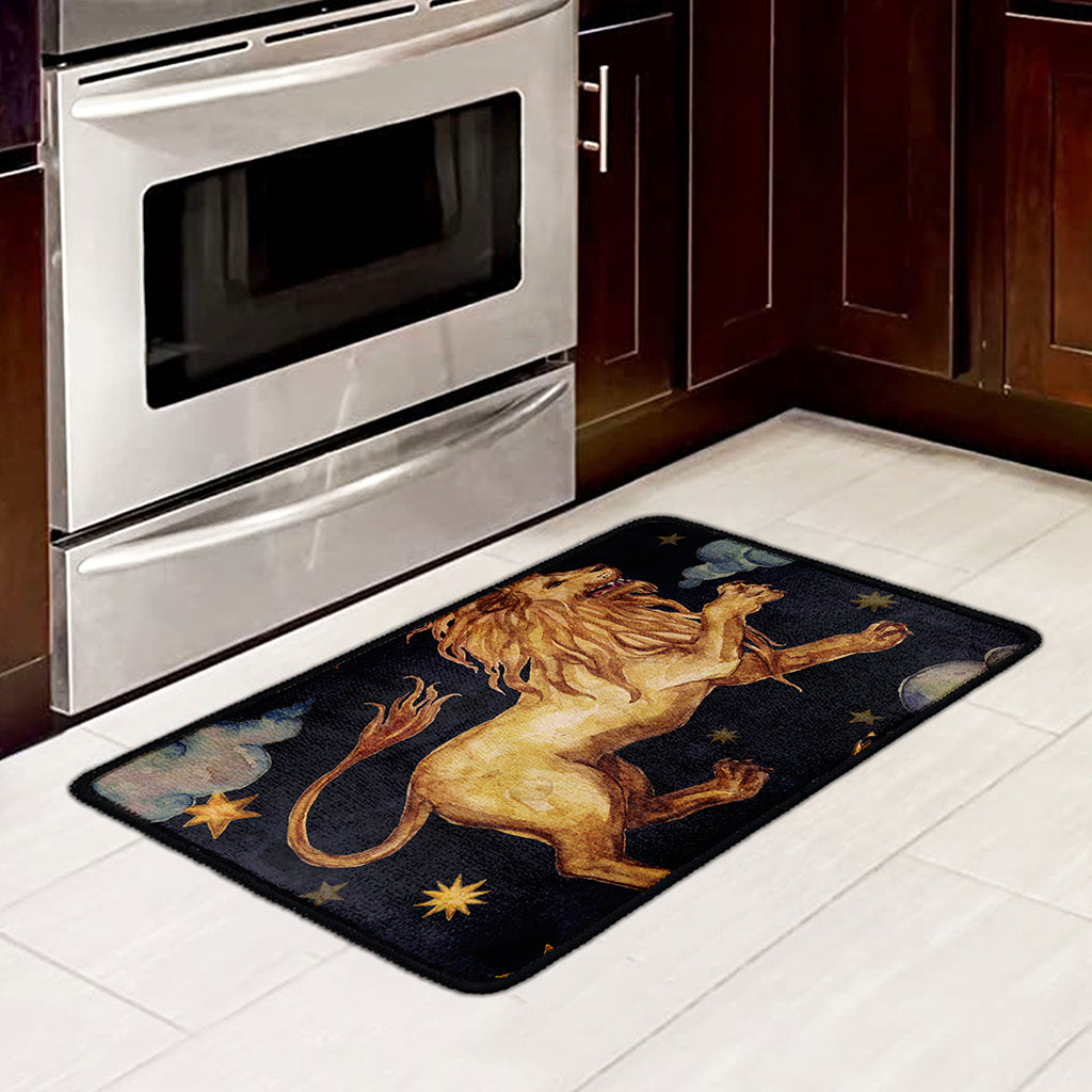 Watercolor Leo Zodiac Sign Print Kitchen Mat
