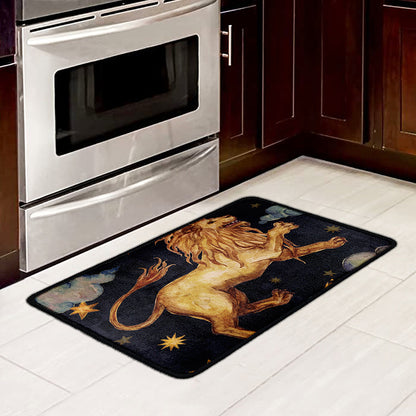 Watercolor Leo Zodiac Sign Print Kitchen Mat