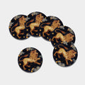 Watercolor Leo Zodiac Sign Print Leather Coaster Set