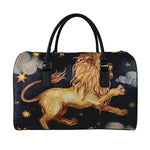Watercolor Leo Zodiac Sign Print Leather Duffle Bag